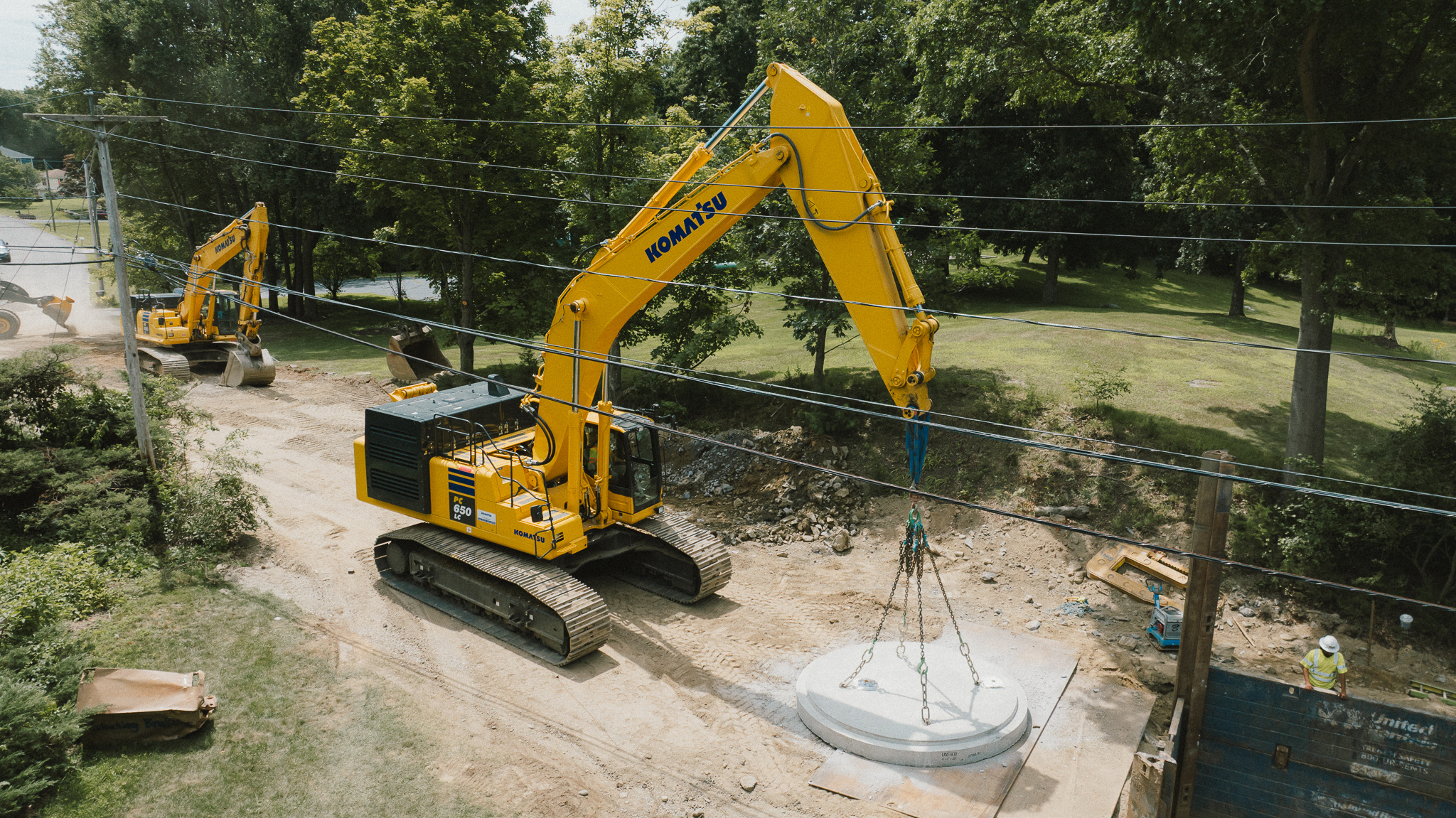 Burns Construction Komatsu excavators on site